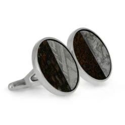 Dinosaur Fossil & Meteorite Cuff Links -Johan Jewelry Shop E Meteorite Dino Bone Cuff Links SIG3046 3