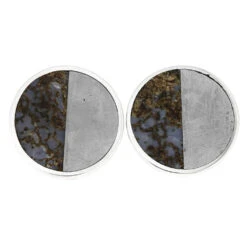 Intricately Patterned Dinosaur Bone And Meteorite Cufflinks -Johan Jewelry Shop E RS12732