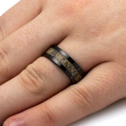 Antler & Black Ceramic Men's Wedding Band 14 Antler & Black Ceramic Men's Wedding Band -Johan Jewelry Shop E SIG3017