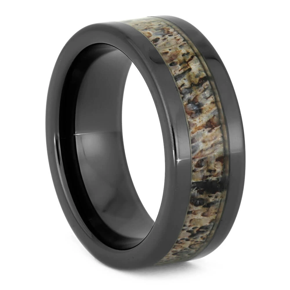 Antler & Black Ceramic Men's Wedding Band 4 Antler & Black Ceramic Men's Wedding Band - Image 2