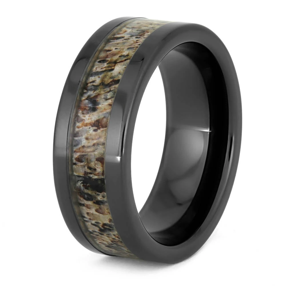 Antler & Black Ceramic Men's Wedding Band 6 Antler & Black Ceramic Men's Wedding Band - Image 4