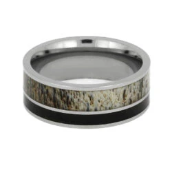 Deer Antler & Ironwood Men's Wedding Band -Johan Jewelry Shop E SIG3019 4