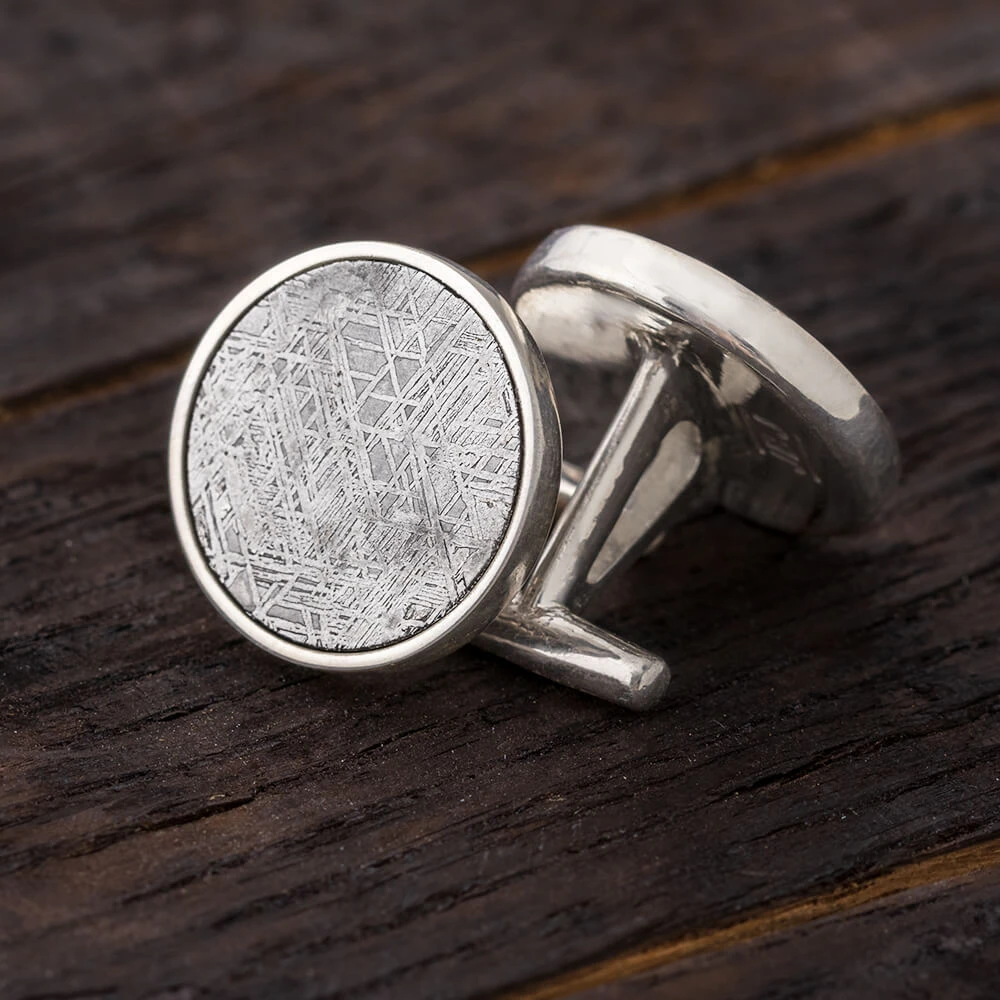 Gibeon Meteorite Round Cuff Links 3 Gibeon Meteorite Round Cuff Links