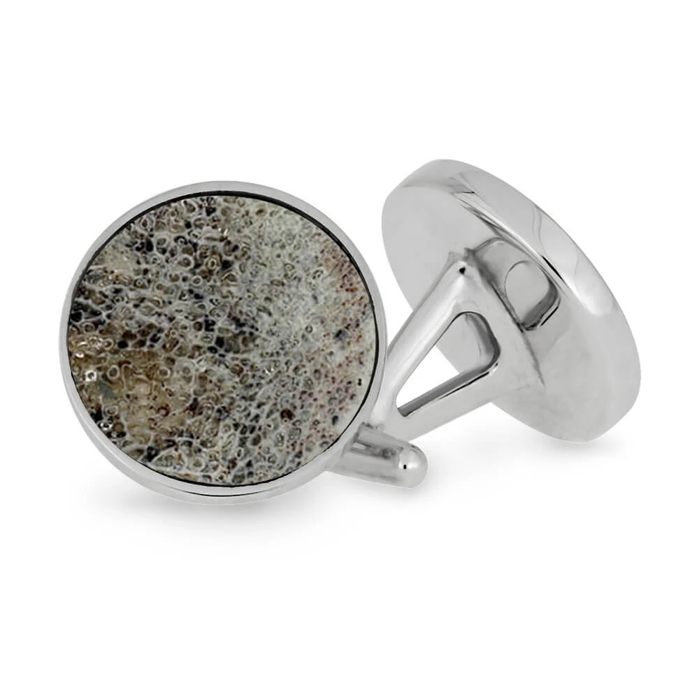 Round Cuff Links With Deer Antler 5 Round Cuff Links With Deer Antler - Image 3