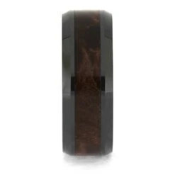 Burl Wood In Beveled Black Ceramic Ring -Johan Jewelry Shop Ebcburl8 4 2