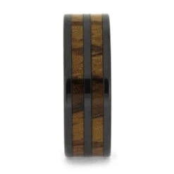 Wedding Band With Double Wood Pinstripes In Black Ceramic 9 Wedding Band With Double Wood Pinstripes In Black Ceramic -Johan Jewelry Shop Ebczeb8 2 2 2
