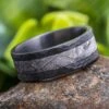 Hammered Zirconium & Meteorite Men's Wedding Band -Johan Jewelry Shop Ebzhammet8 4ArtCropped 2