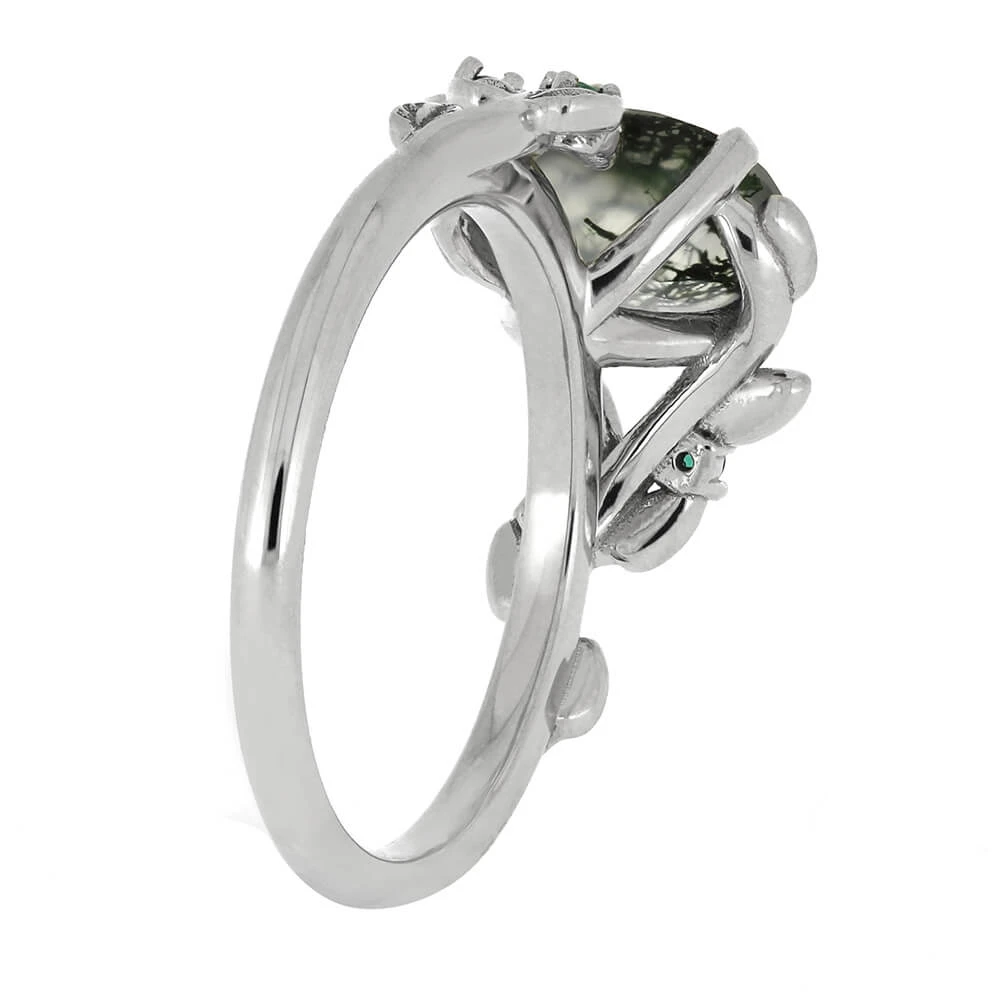Floral Engagement Ring With Moss Agate 6 Floral Engagement Ring With Moss Agate - Image 4