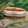 Meteorite And Fossil Eternity Band In Rose Gold 1 Meteorite And Fossil Eternity Band In Rose Gold -Johan Jewelry Shop Fossil Ring with Meteorite in Rose Gold
