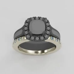 Curved Women's Wedding Band With Alternating Stones