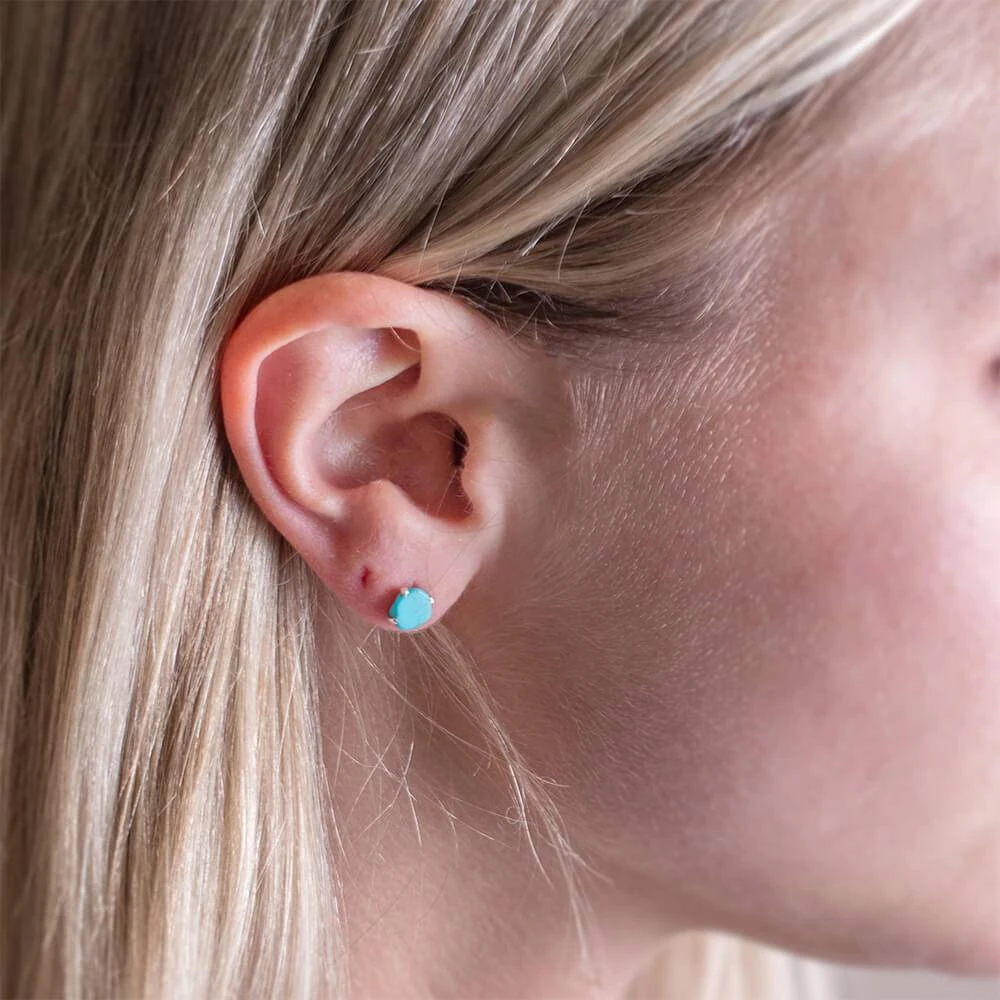 Turquoise Stone Stud Earrings 6 Turquoise Stone Stud Earrings - Image 5