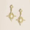 Celestial Dangle Earrings With Natural Opal -Johan Jewelry Shop NEW87042yg1000