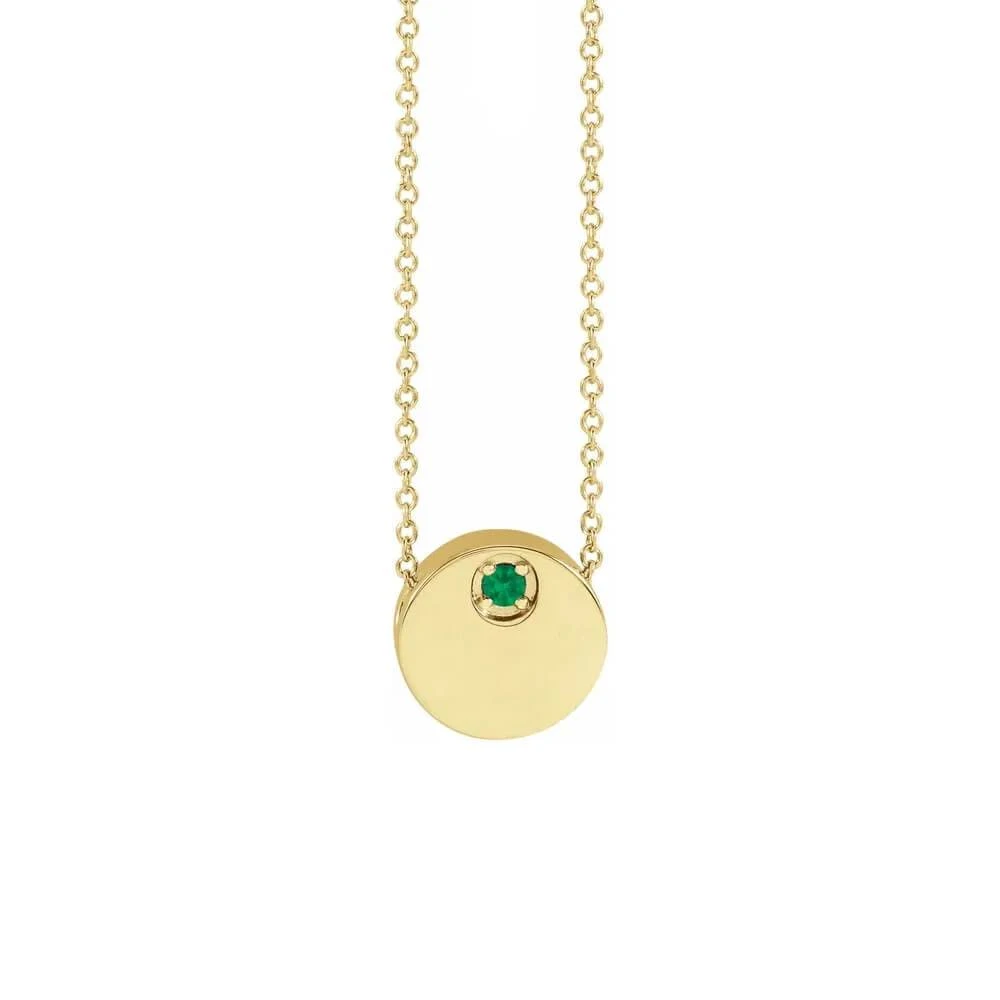 Circle Slide Necklace With Natural Emerald 4 Circle Slide Necklace With Natural Emerald - Image 2