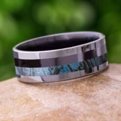 Ceramic & Titanium Ring With Cobaltium Mokume Gane -Johan Jewelry Shop NewTitaniumCobaltium