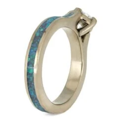 Opal Engagement Ring With Round Cut Moissanite 11 Opal Engagement Ring With Round Cut Moissanite -Johan Jewelry Shop New SKU 4183 3