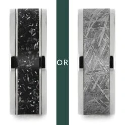 Modular Titanium Ring Set With Stardust & Meteorite Inlays 9 Modular Titanium Ring Set With Stardust & Meteorite Inlays -Johan Jewelry Shop OR B Meteorite StardustBK