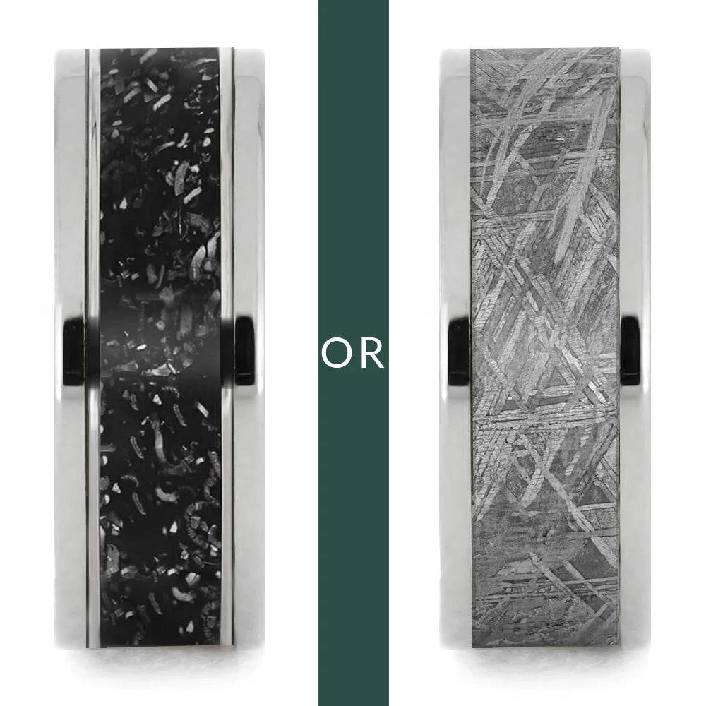 Modular Titanium Ring Set With Stardust & Meteorite Inlays 5 Modular Titanium Ring Set With Stardust & Meteorite Inlays - Image 3