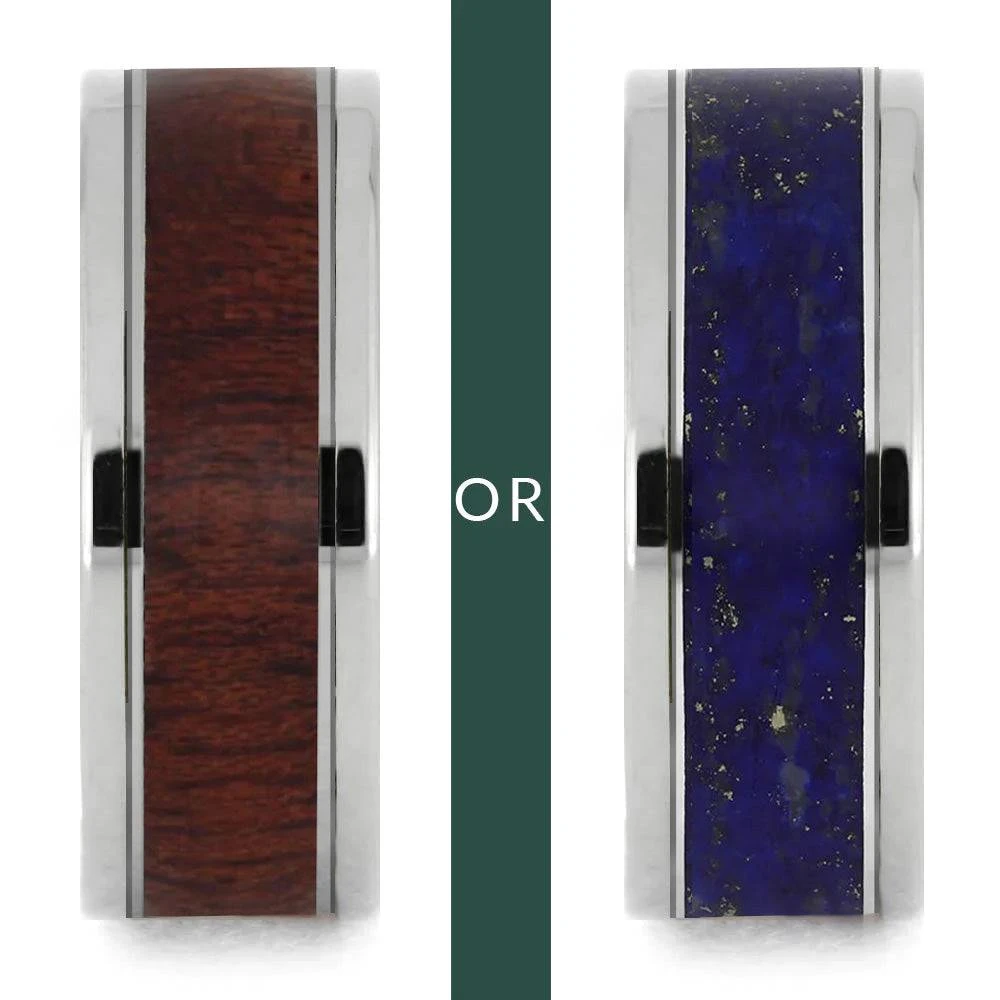 Lapis Lazuli & Bloodwood Modular Titanium Ring Set 5 Lapis Lazuli & Bloodwood Modular Titanium Ring Set - Image 3