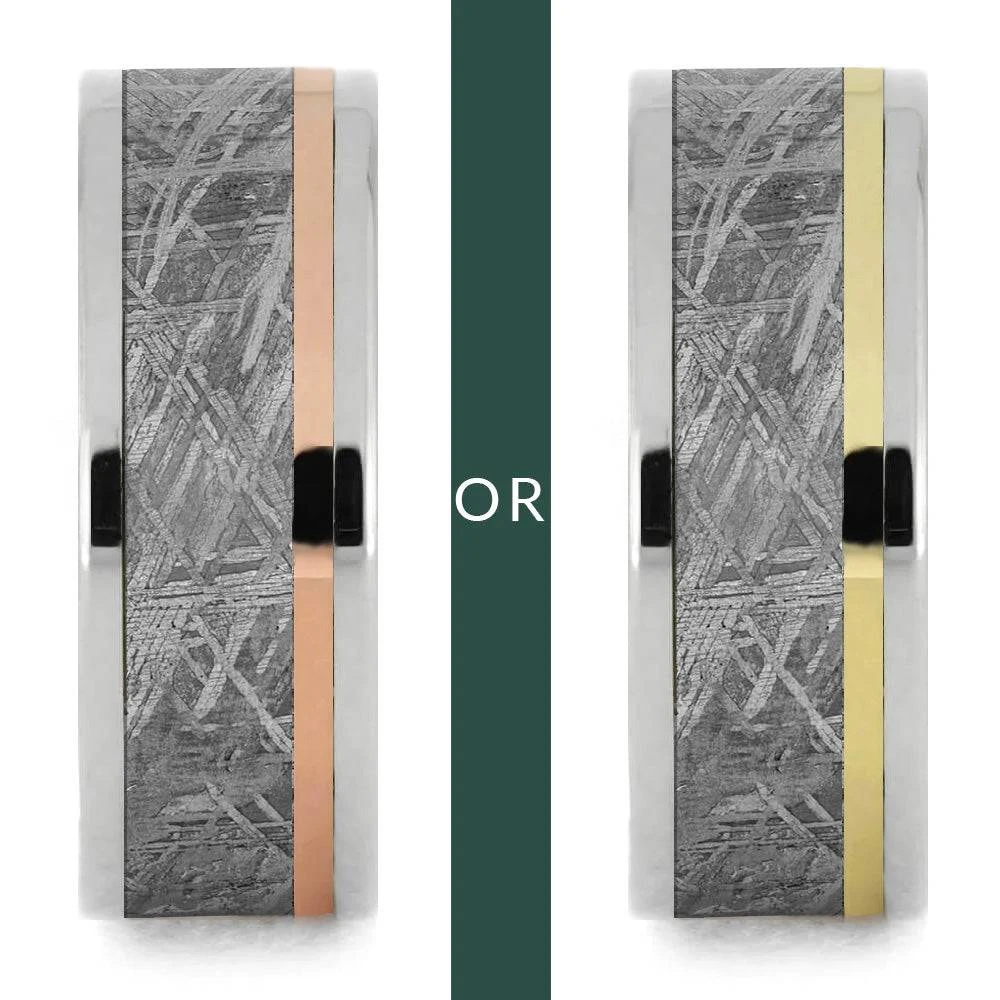 Meteorite & Gold Modular Titanium Ring Set 5 Meteorite & Gold Modular Titanium Ring Set - Image 3