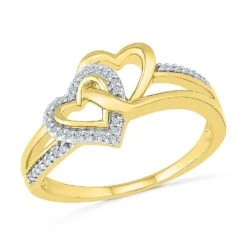 Double Heart Promise Ring With Diamond Accents -Johan Jewelry Shop RH202580 Y