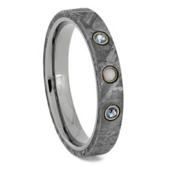Opal, Aquamarine & Meteorite Wedding Band