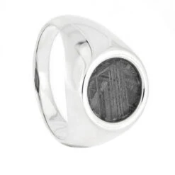 Meteorite Signet Style Ring In Silver