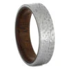 Wedding Band With Mahogany Wood Sleeve And Hammered Finish 1 Wedding Band With Mahogany Wood Sleeve And Hammered Finish -Johan Jewelry Shop RS10984 E