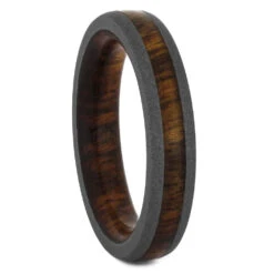 Narrow Rosewood Wedding Band With Titanium Edges