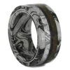 Black & White Mokume Wedding Band With Dinosaur Bone