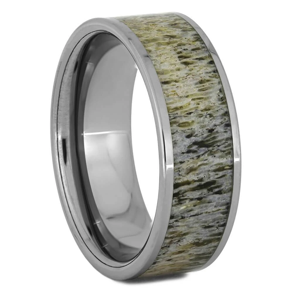 Tungsten Men's Wedding Band With Antler 4 Tungsten Men's Wedding Band With Antler - Image 2