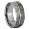Meteorite Wedding Band With Deer Antler -Johan Jewelry Shop RS11106 E