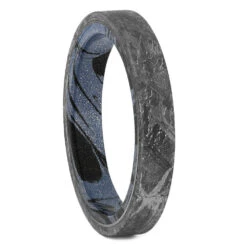 Meteorite Wedding Band With Mokume Sleeve