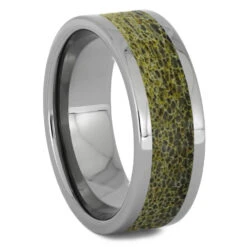 Gold Deer Antler Wedding Band In Titanium