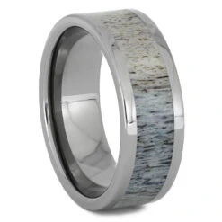 Green Antler Ring In Polished Titanium