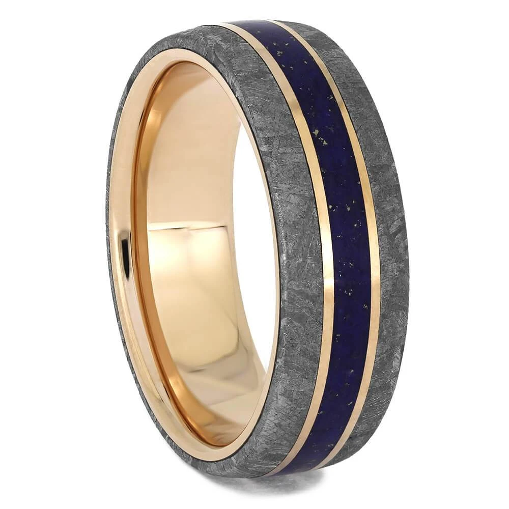 Men's Meteorite & Lapis Lazuli Ring 4 Men's Meteorite & Lapis Lazuli Ring - Image 2