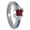 Titanium Ruby Engagement Ring With Crushed Opal -Johan Jewelry Shop RS11513E