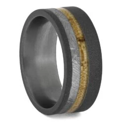 Wedding Band With Meteorite And Maple Wood