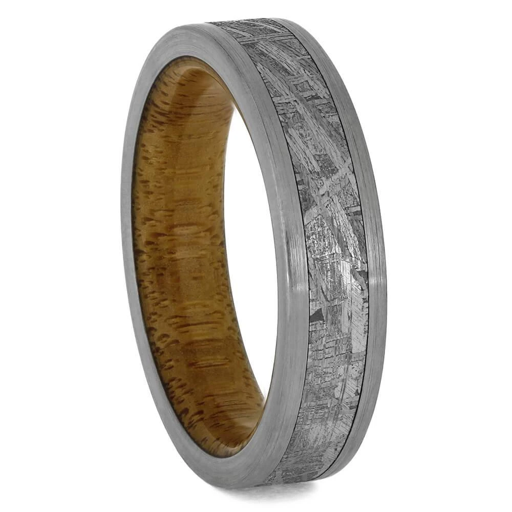Women's Bamboo Ring With Meteorite 3 Women's Bamboo Ring With Meteorite