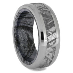 Meteorite Ring With Mokume Gane Sleeve -Johan Jewelry Shop RS11578E