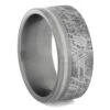 Masculine Wedding Band With Meteorite And Platinum Pinstripe -Johan Jewelry Shop RS11580