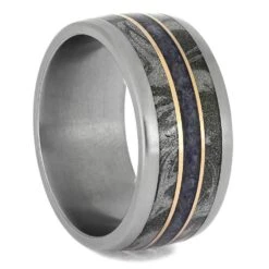 Colorful Mokume Gane Ring With Crushed Sapphires