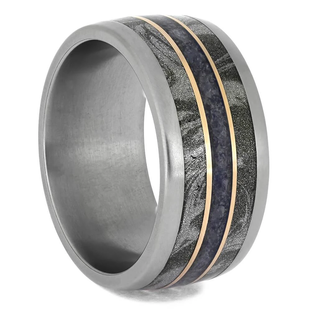 Colorful Mokume Gane Ring With Crushed Sapphires 3 Colorful Mokume Gane Ring With Crushed Sapphires