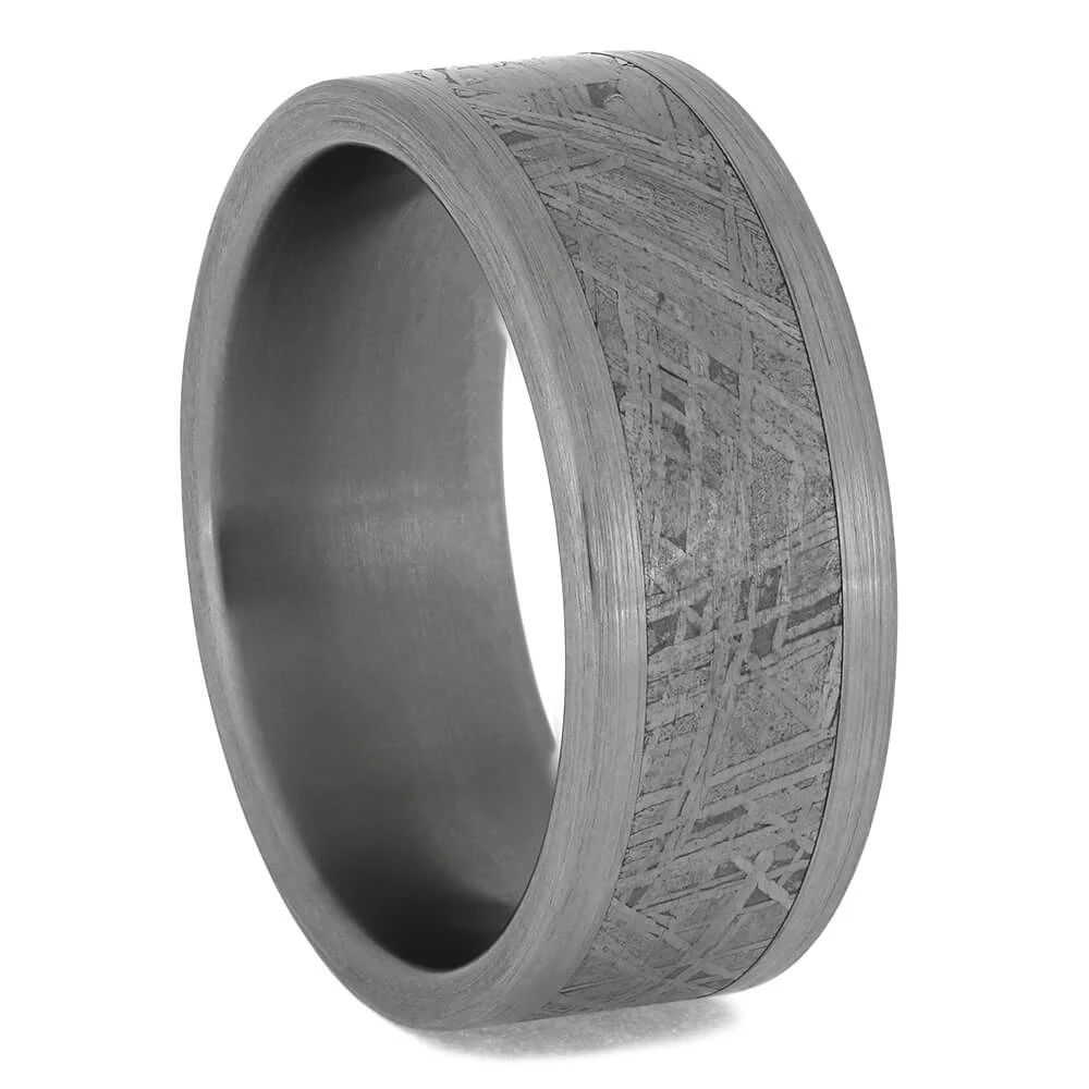 Meteorite Wedding Band With Brushed Finish 3 Meteorite Wedding Band With Brushed Finish