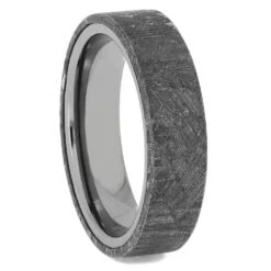 Men's Meteorite Wedding Band In Tungsten