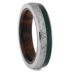 Malachite Wedding Band With Genuine Meteorite