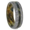 Blue Wood Wedding Band With Meteorite Edges 1 Blue Wood Wedding Band With Meteorite Edges -Johan Jewelry Shop RS11708E