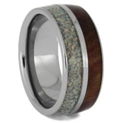 Ruby Redwood Wedding Band With Crushed Opal