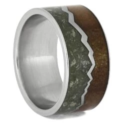 Jade Wedding Band With Platinum Mountain Range Design