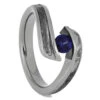 Blue Sapphire Engagement Ring With Genuine Meteorite 1 Blue Sapphire Engagement Ring With Genuine Meteorite -Johan Jewelry Shop RS11747E