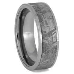 Meteorite Ring With Rugged Tungsten Edges